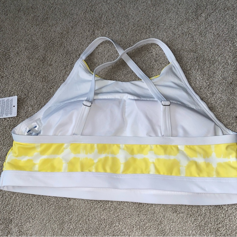 Lands' End‎  Cross-Back Bikini Top Yellow White Size 14 NWT - Picture 2 of 12